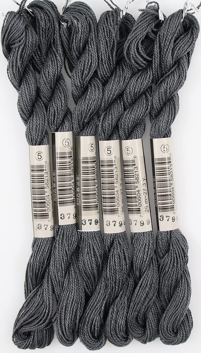 KCS 25 M/Skein Mercerized Pearl Cotton Crochet Needlepoint Thread,Size 5,6 skeins,Pewter Gray vy dk - Image 2